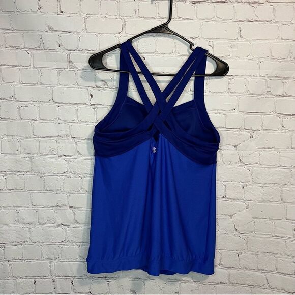 ATHLETA Miles Tank Top Mesh Blue Purple Two Tone Size 1X - Picture 4 of 11